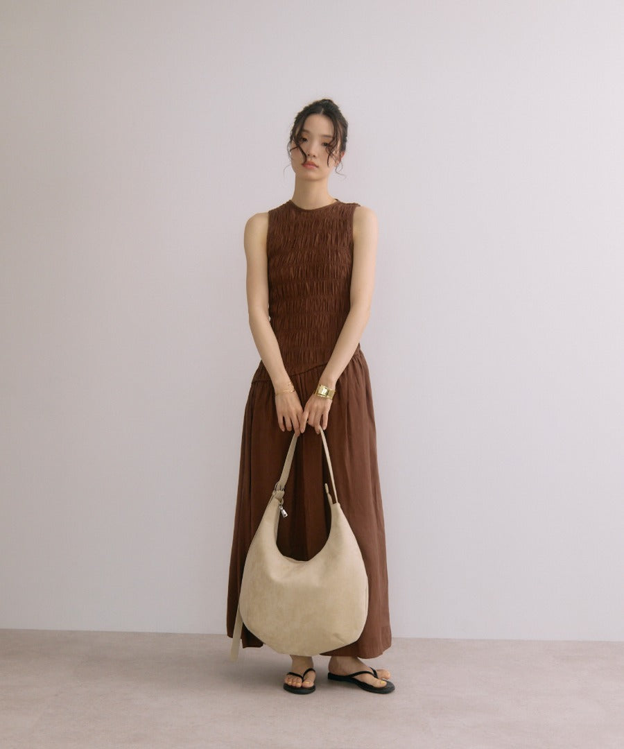 Faux Suede Moon Shoulder Tote Bag [LADIES] 24