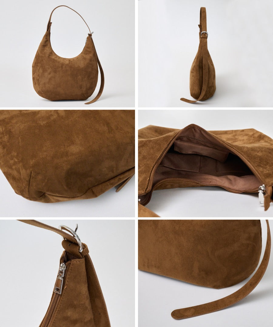 Faux Suede Moon Shoulder Tote Bag [LADIES] 26