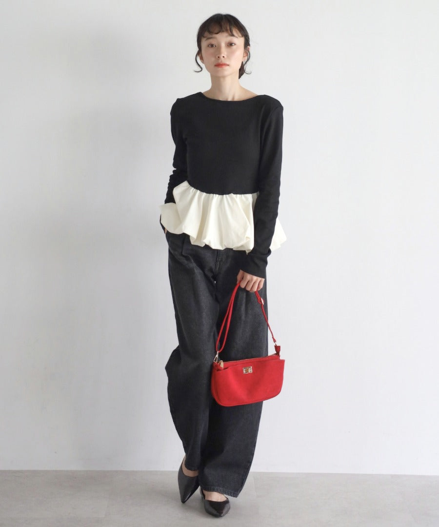 Rib Knit Balloon Mix Top [LADIES] 4