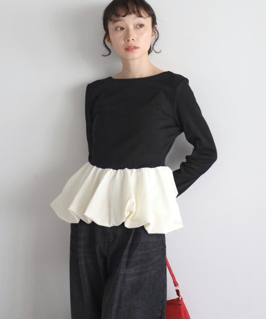 Rib Knit Balloon Mix Top [LADIES] 5
