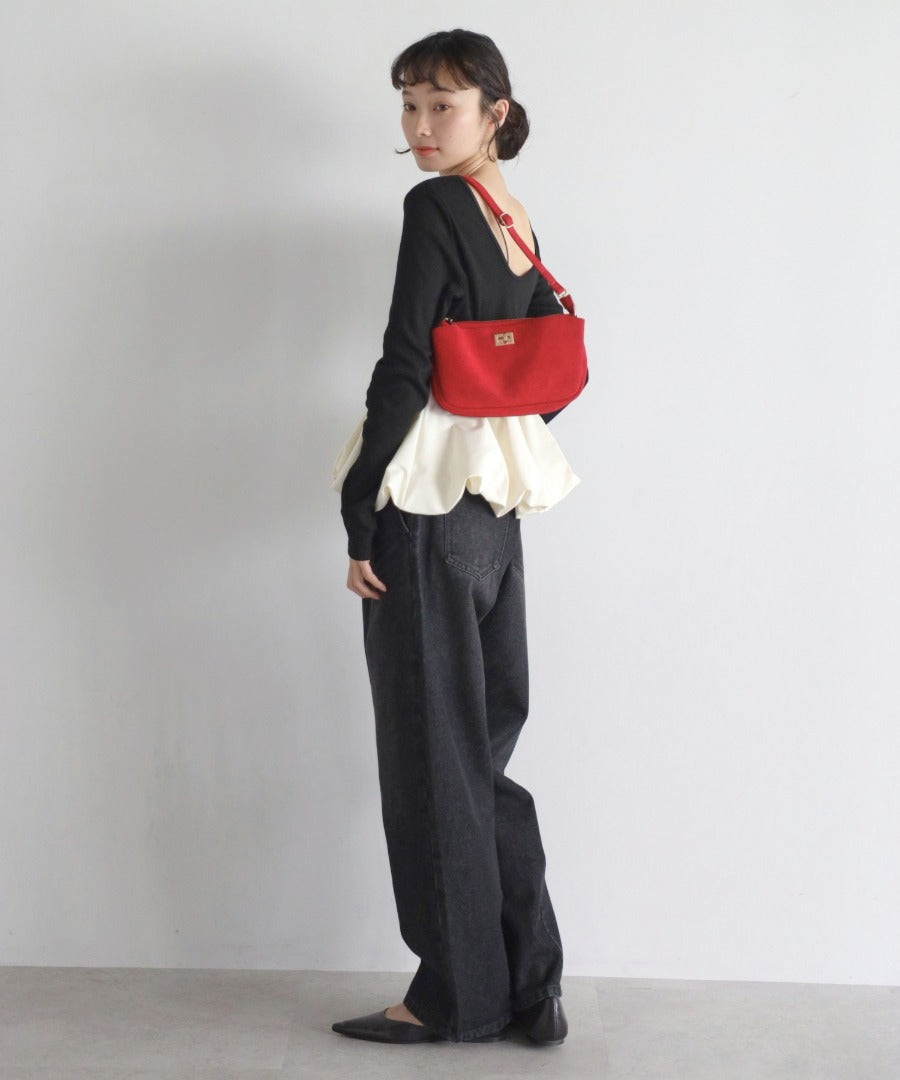 Rib Knit Balloon Mix Top [LADIES] 6