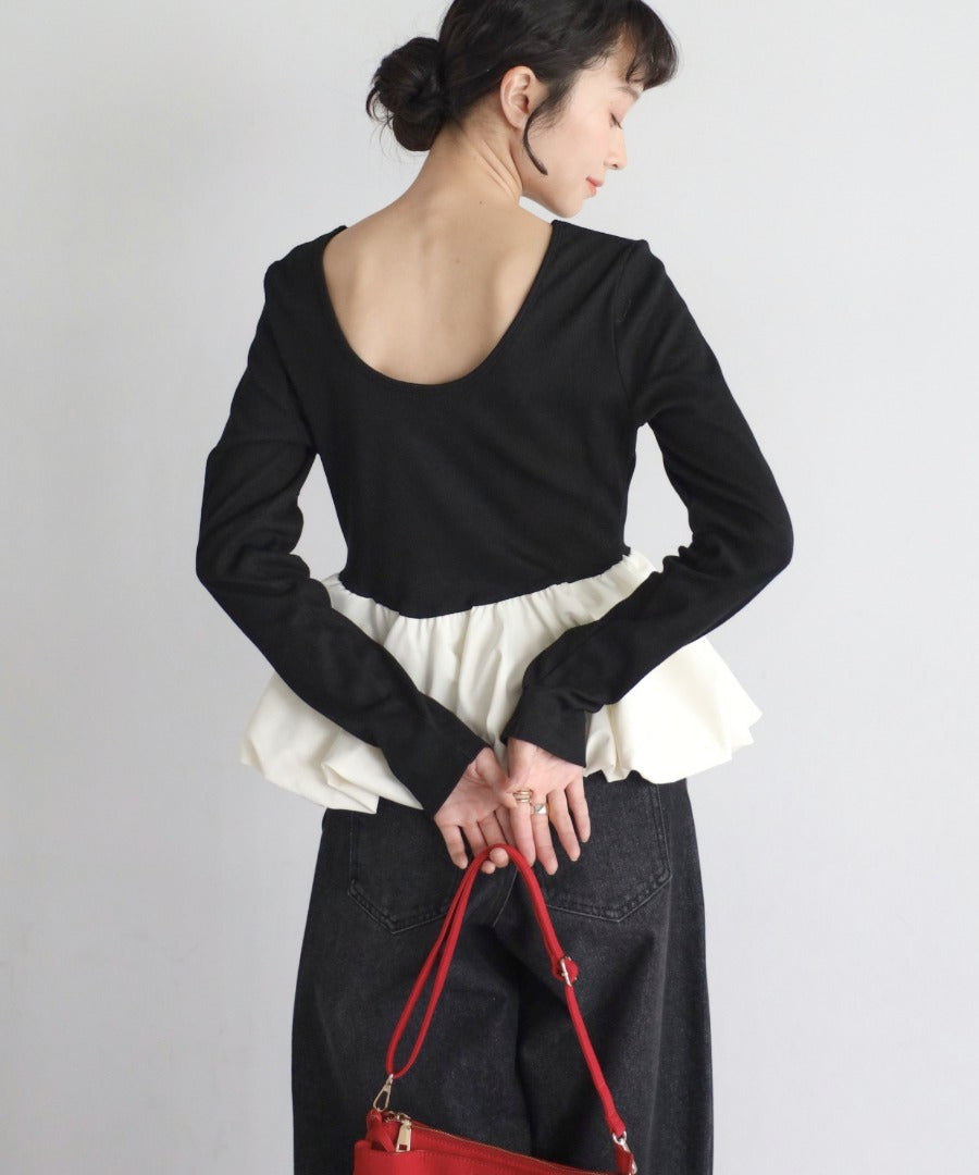 Rib Knit Balloon Mix Top [LADIES] 7
