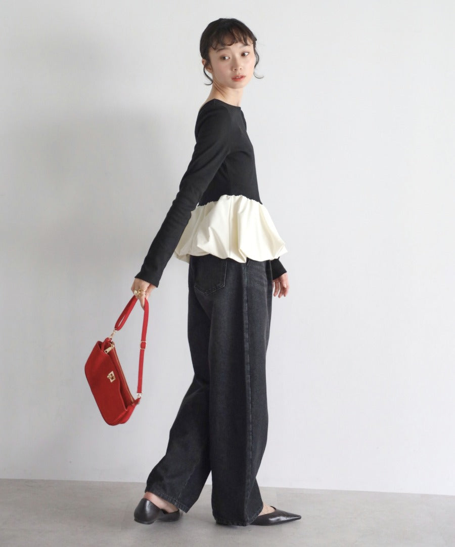 Rib Knit Balloon Mix Top [LADIES] 10