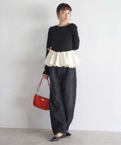 Rib Knit Balloon Mix Top [LADIES] 12