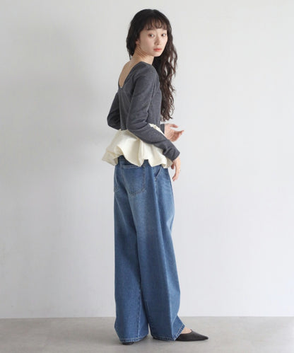 Rib Knit Balloon Mix Top [LADIES] 25