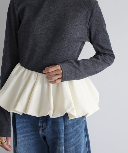Rib Knit Balloon Mix Top [LADIES] 26