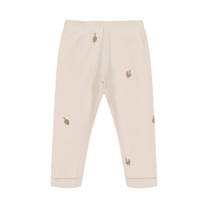 ROM POM LEGGINGS - Ecru/Artichokes [STUDIO BOHEME](22AW)