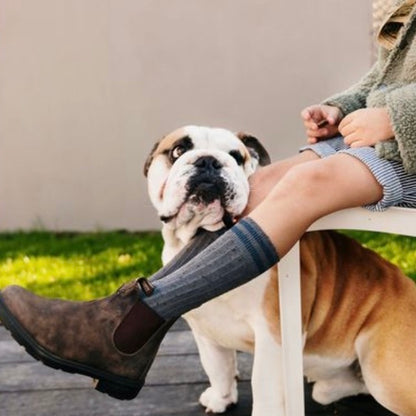 collegien / Noa - Ribbed Nepp-Yarn Varsity Knee-high Socks (Doux Agneaux)