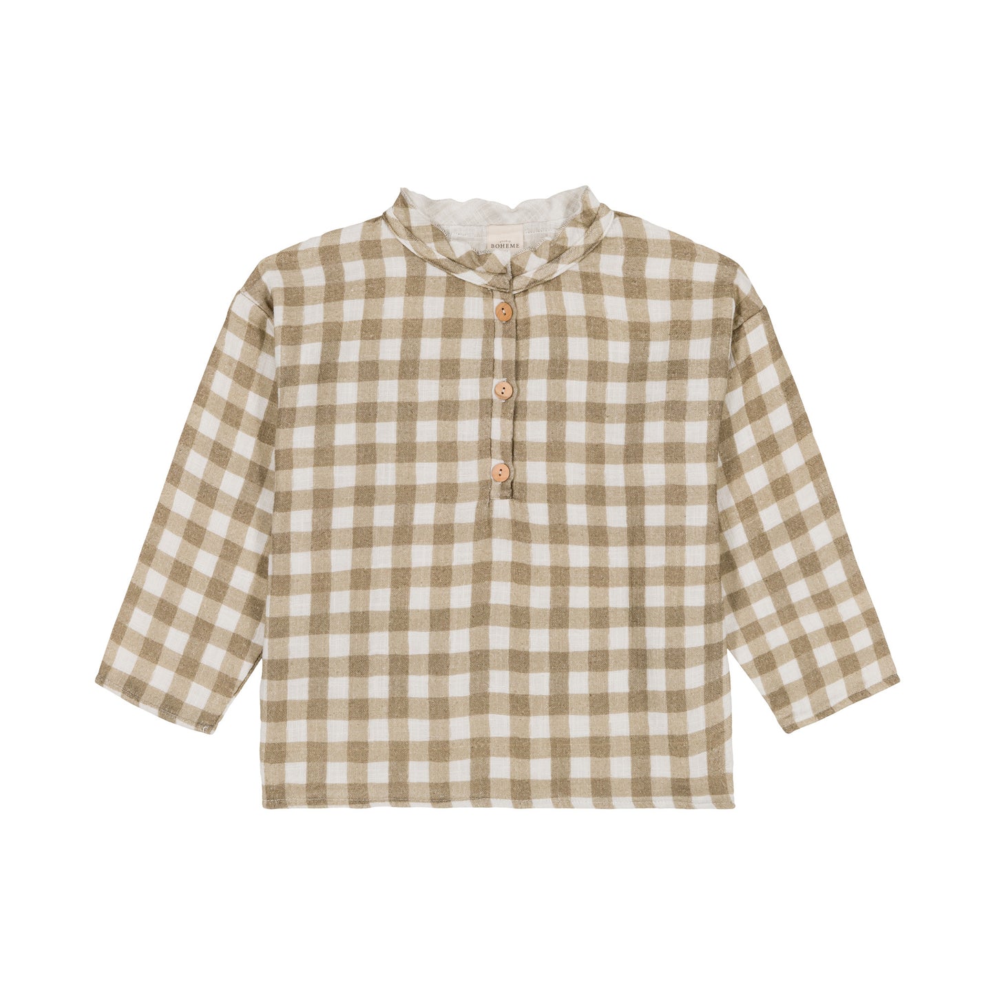 Shirt OLYMPE - Khaki  Vichy [STUDIO BOHEME](22AW)