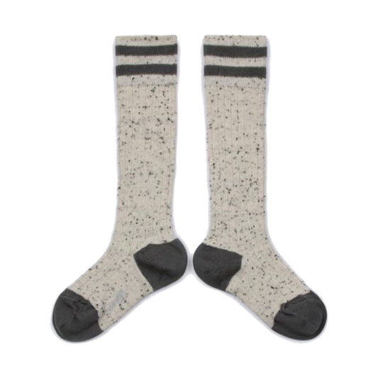 collegien / Noa - Ribbed Nepp-Yarn Varsity Knee-high Socks (Doux Agneaux)