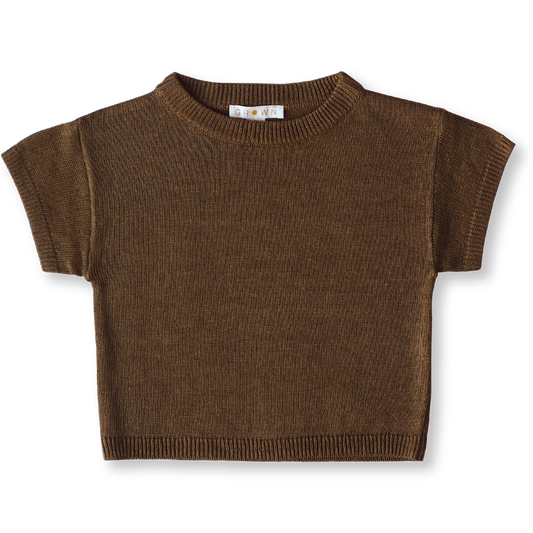 Grown / LINEN KNIT TEE - MOCHA [SS22]