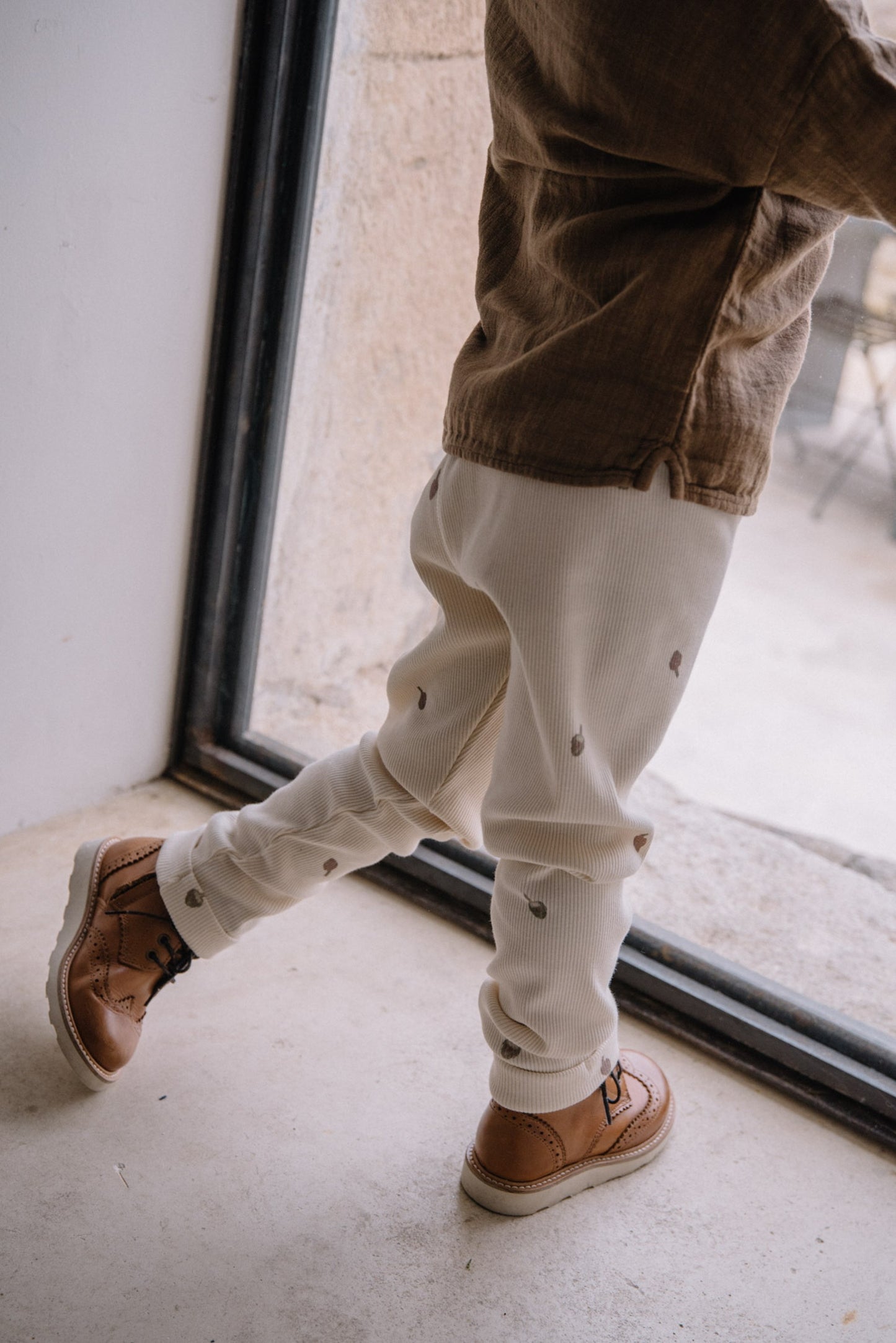 ROM POM LEGGINGS - Ecru/Artichokes [STUDIO BOHEME](22AW)