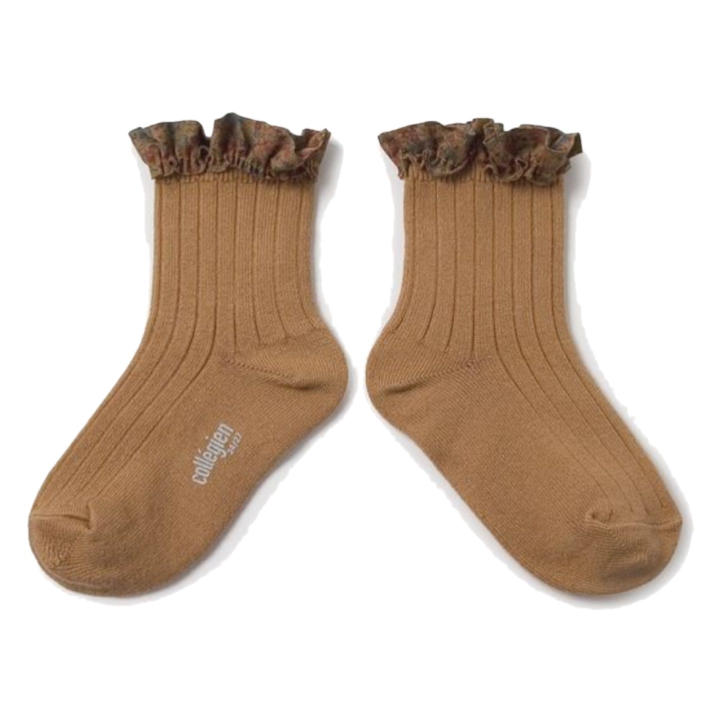 collegien / Charlotte - Liberty Ruffle Ribbed Ankle Socks  (Caramel au Beurre Sal?e)
