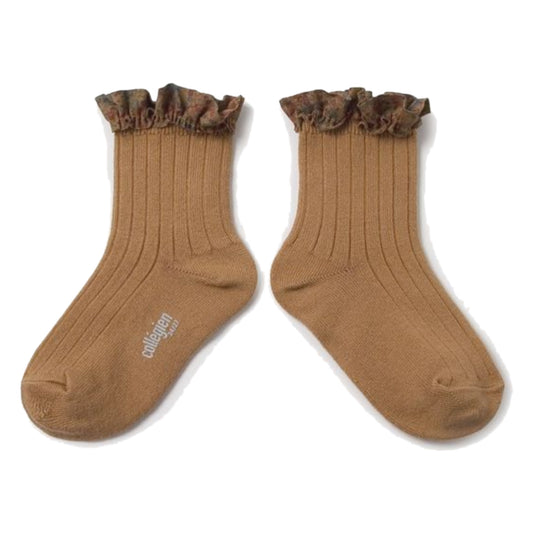 collegien / Charlotte - Liberty Ruffle Ribbed Ankle Socks  (Caramel au Beurre Sal?e)