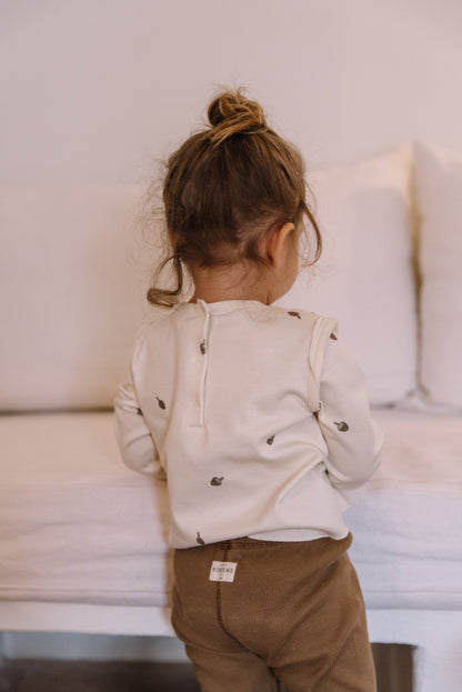 ROM POM LEGGINGS - Ecru/Artichokes [STUDIO BOHEME](22AW)