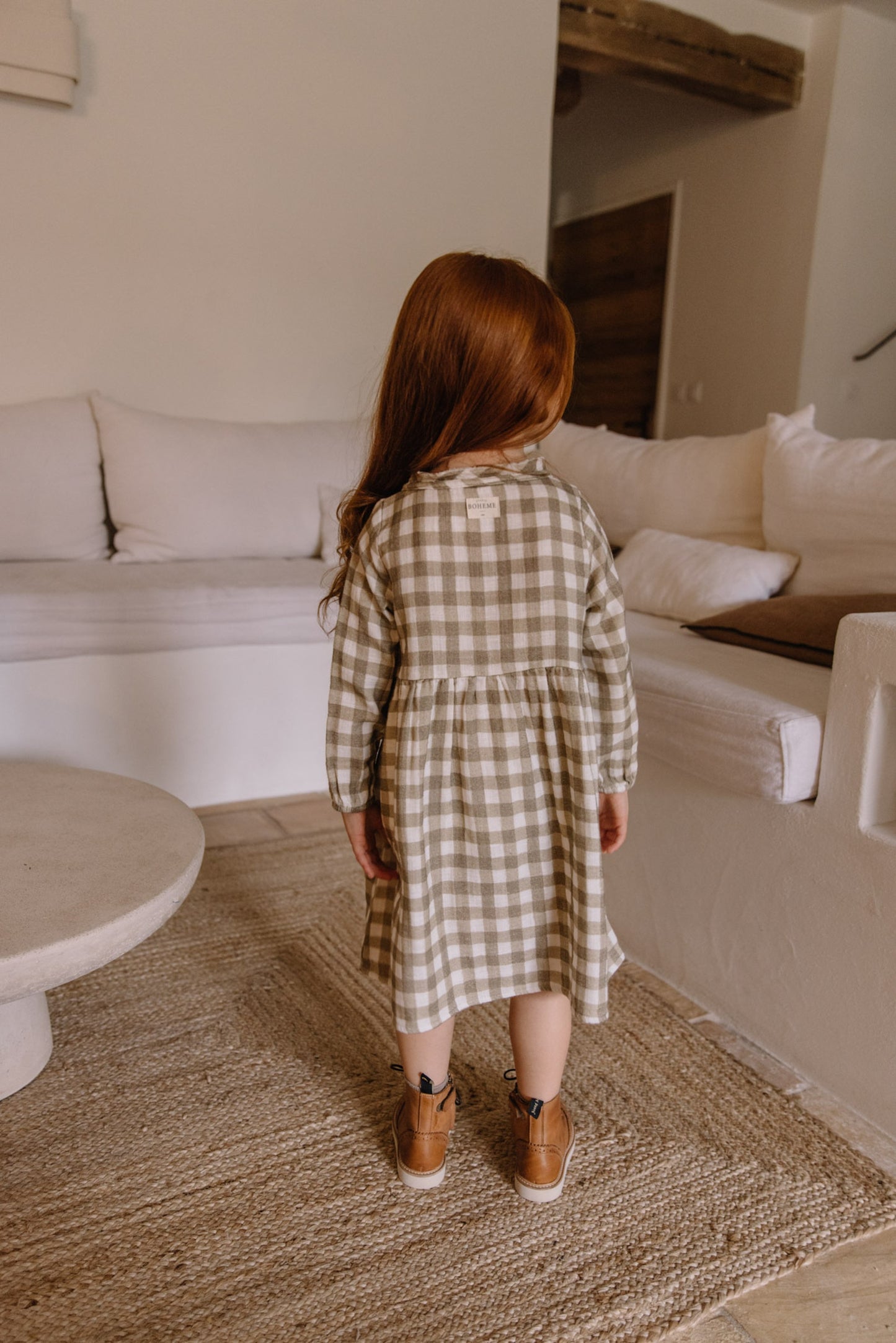 STUDIO BOHEME PARIS  / Dress VERMONT (Khaki Vichy) [AW22]