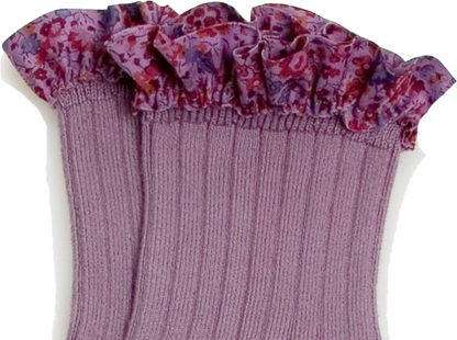 collegien / Charlotte - Liberty Ruffle Ribbed Ankle Socks  (Glycine du Japon)