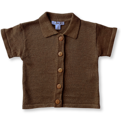 Grown / LINEN KNIT SHIRT - MOCHA [SS22]