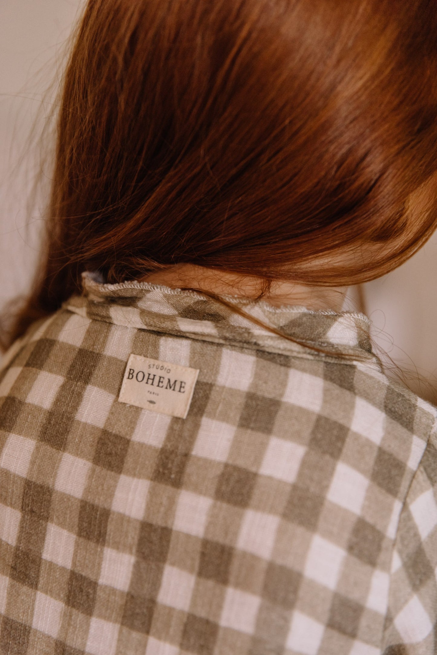 STUDIO BOHEME PARIS  / Dress VERMONT (Khaki Vichy) [AW22]
