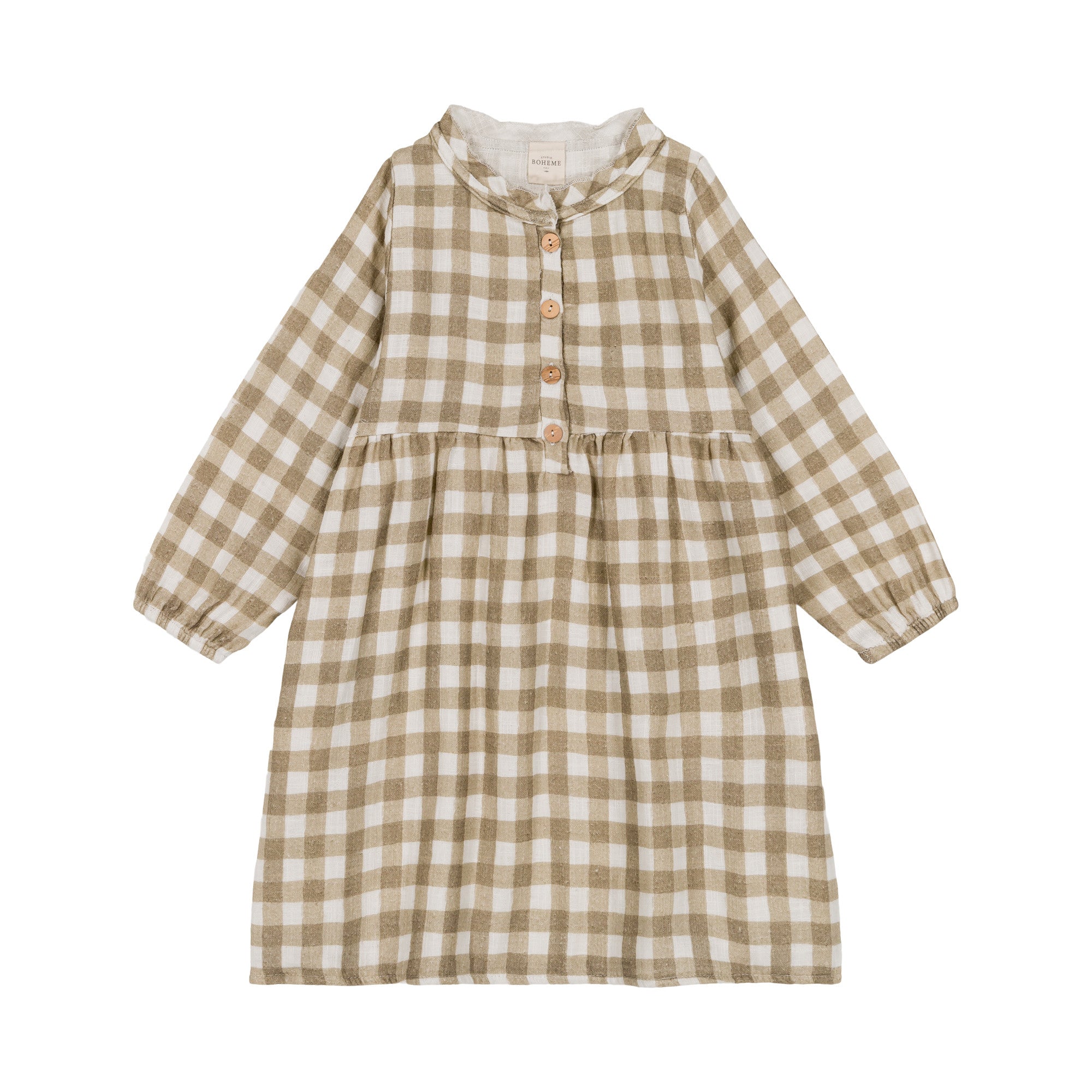 STUDIO BOHEME PARIS / Dress VERMONT (Khaki Vichy) [AW22] – anoko.