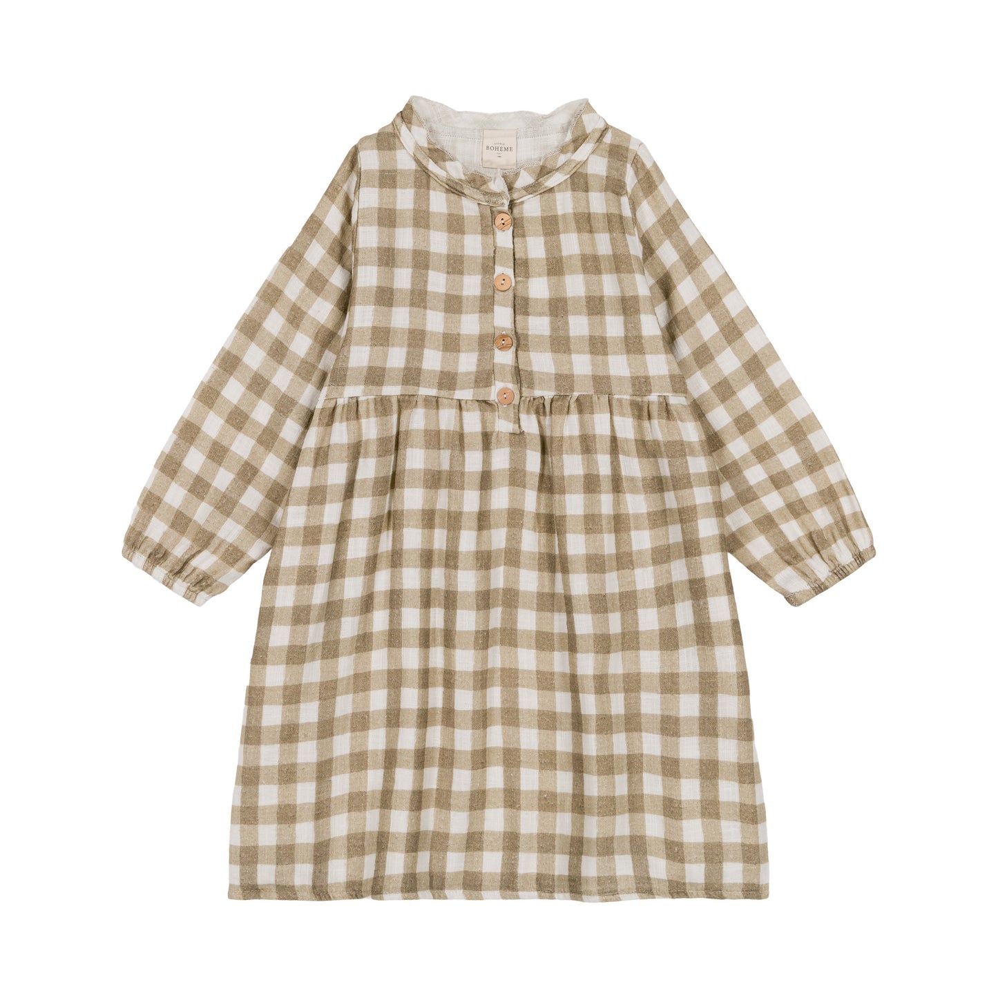 STUDIO BOHEME PARIS  / Dress VERMONT (Khaki Vichy) [AW22]