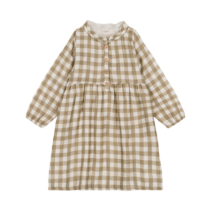 STUDIO BOHEME PARIS  / Dress VERMONT (Khaki Vichy) [AW22]