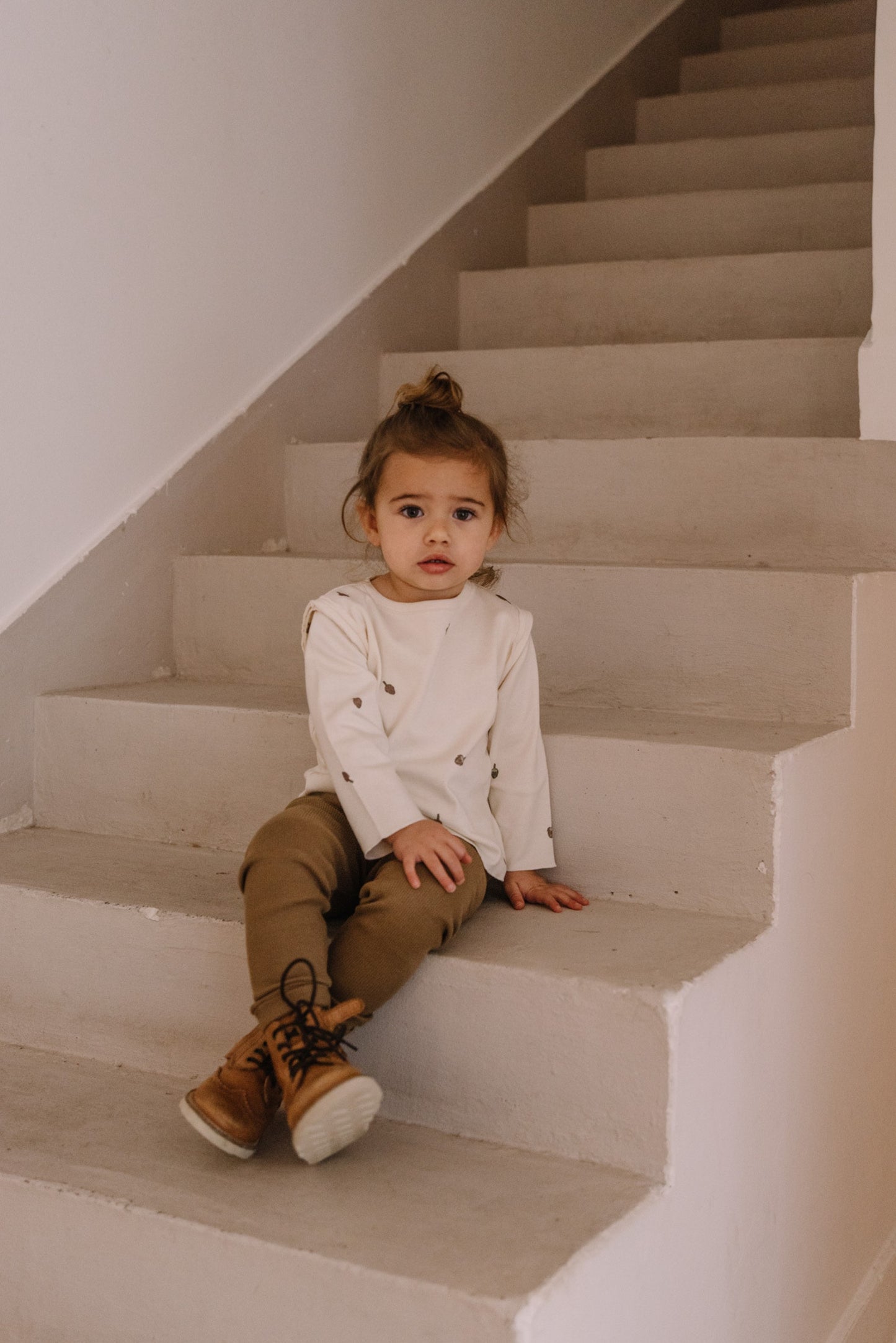 ROM POM LEGGINGS - Ecru/Artichokes [STUDIO BOHEME](22AW)