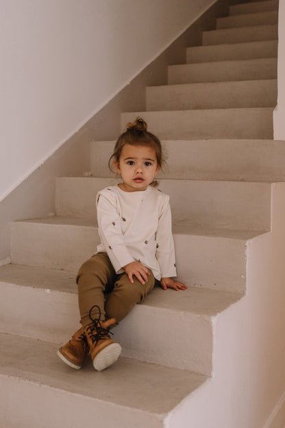 ROM POM LEGGINGS - Ecru/Artichokes [STUDIO BOHEME](22AW)