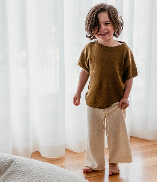 Grown / LINEN KNIT TEE - MOCHA [SS22]
