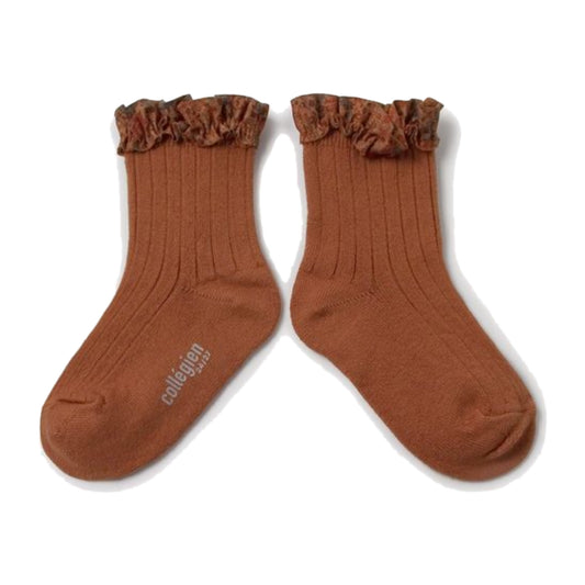 collegien / Charlotte - Liberty Ruffle Ribbed Ankle Socks  (Pain d'Epice)
