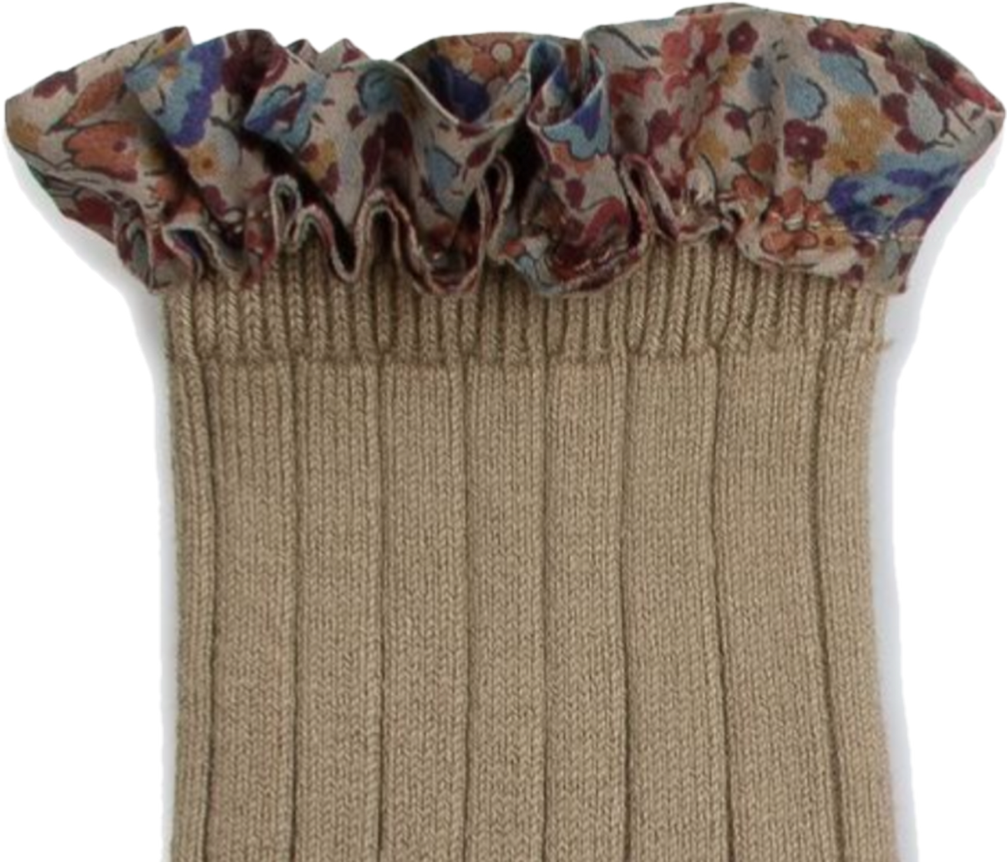 collegien / Charlotte - Liberty Ruffle Ribbed Ankle Socks  (Petite Taupe)