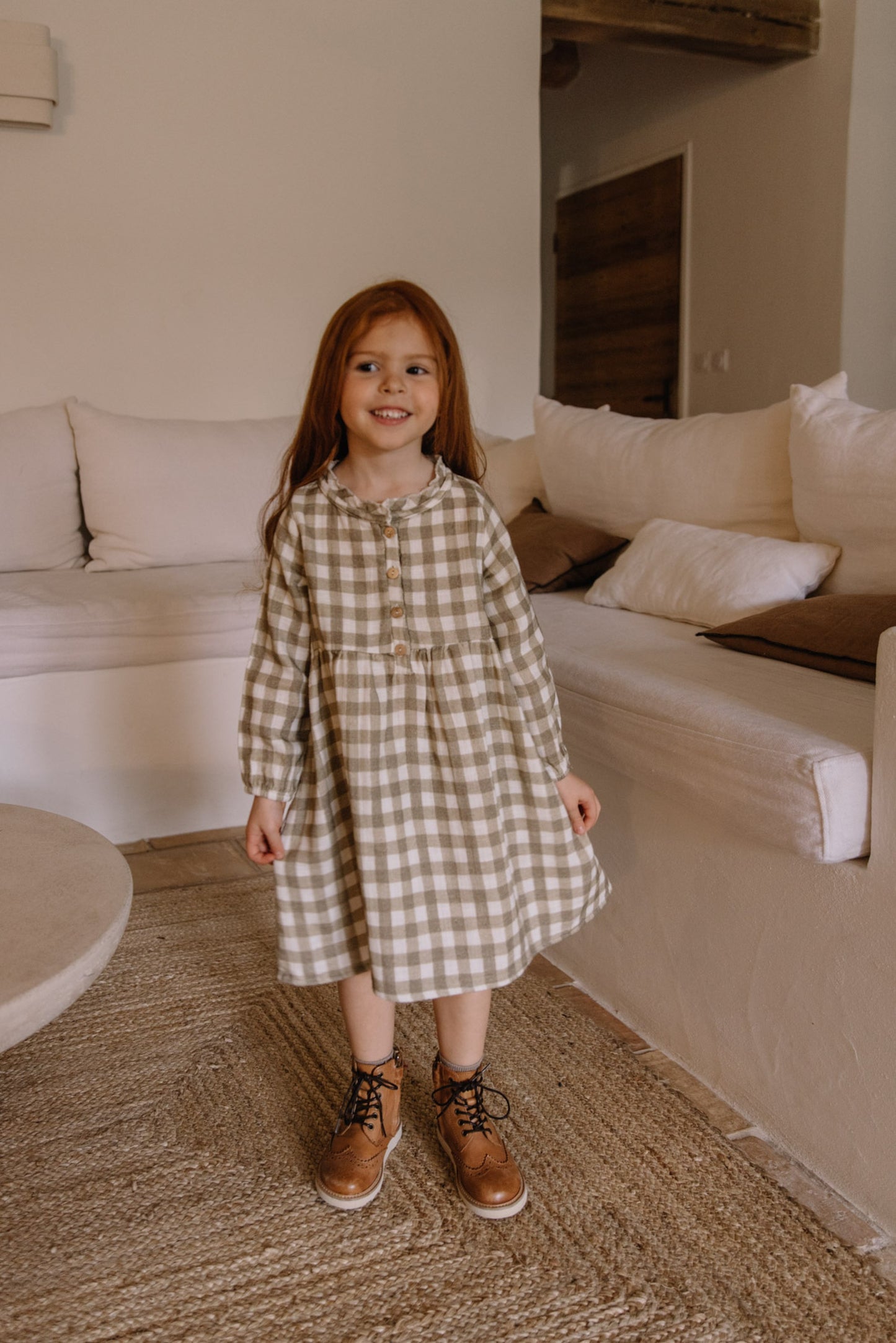 STUDIO BOHEME PARIS  / Dress VERMONT (Khaki Vichy) [AW22]