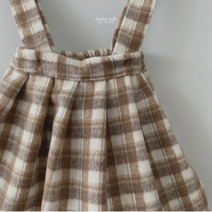 wool check skirt / beige