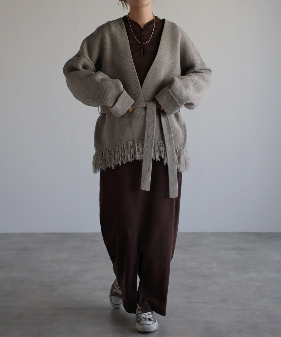 fringe short knit gaun / gray