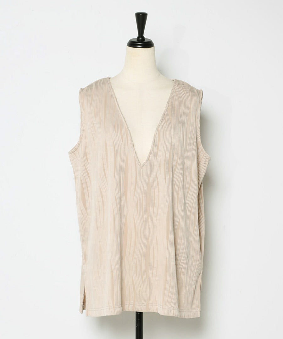 wavy pleats vest / beige