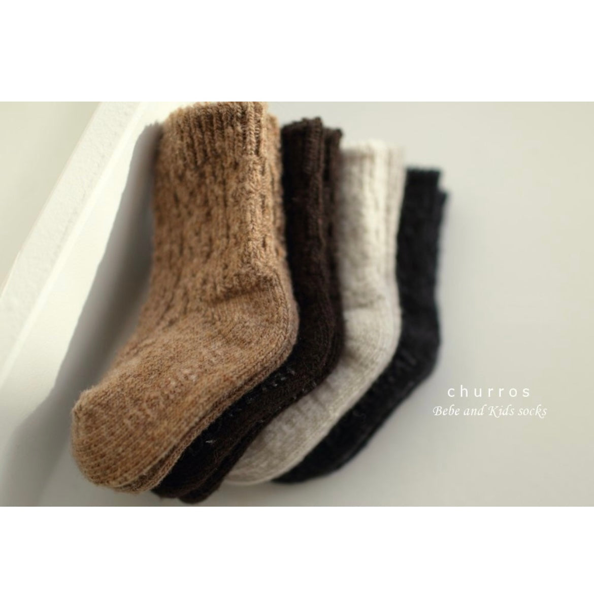 twist wool socks 4p set [churros]