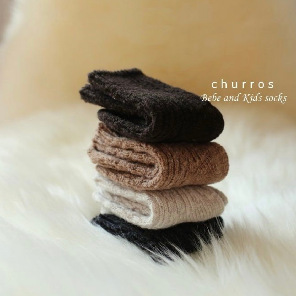 twist wool socks 4p set [churros]