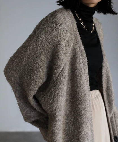 Boucle volume cardigan / beige