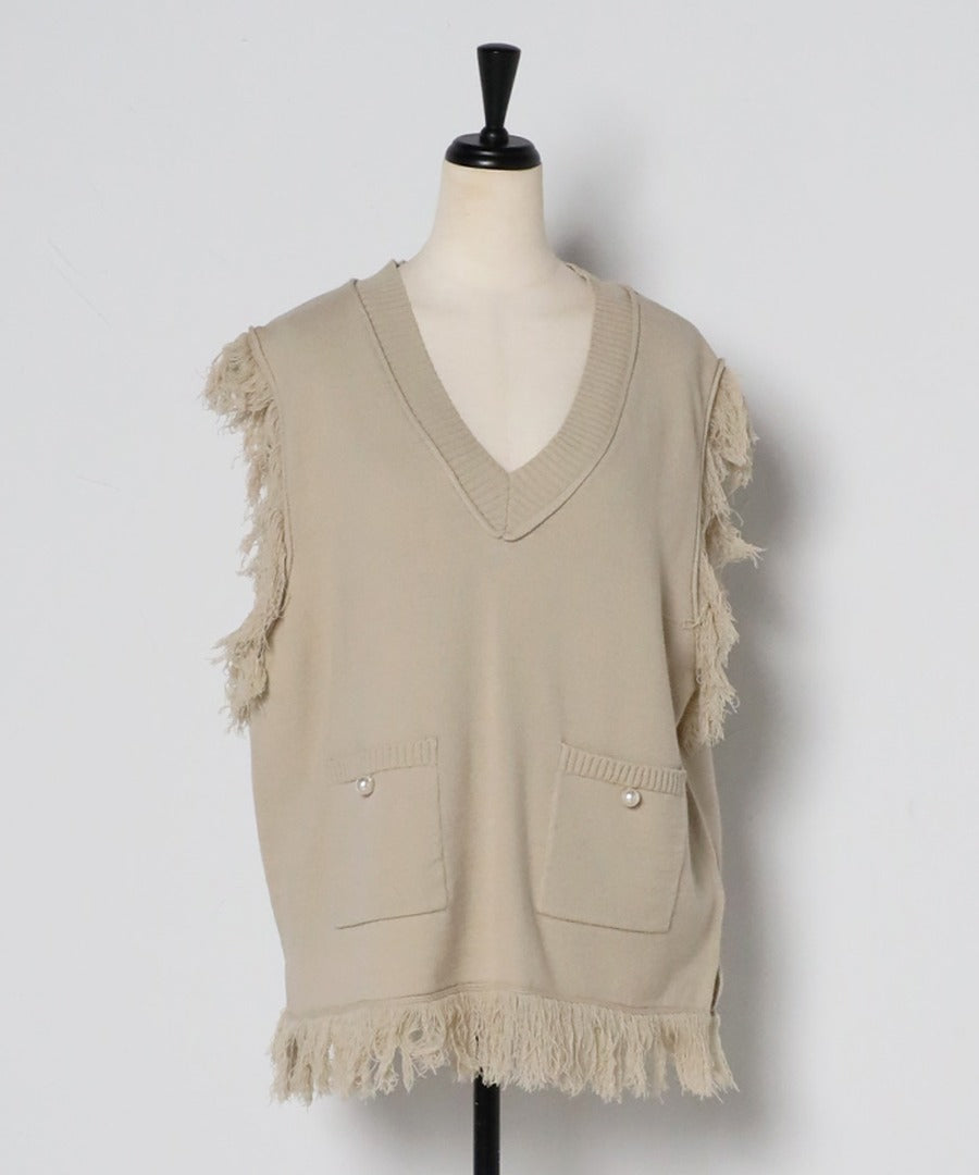 pearl pocket fringe vest