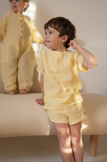 BLOUSE PRASLIN GAZE/ yellow stripes [STUDIO BOHEME]