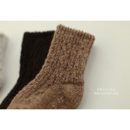 twist wool socks 4p set [churros]