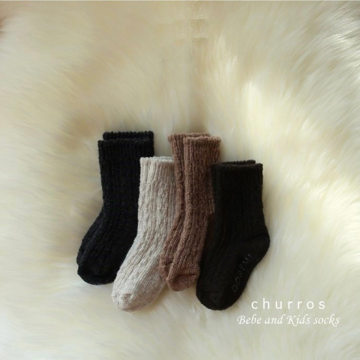 twist wool socks 4p set [churros]