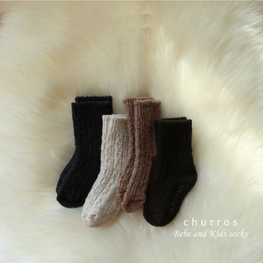 twist wool socks 4p set [churros]