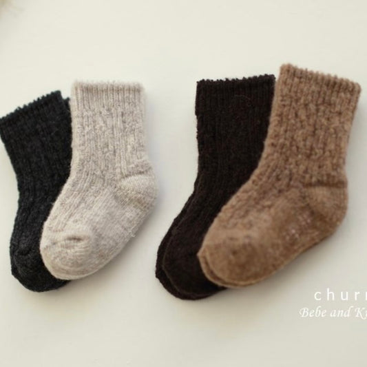 twist wool socks 4p set [churros]