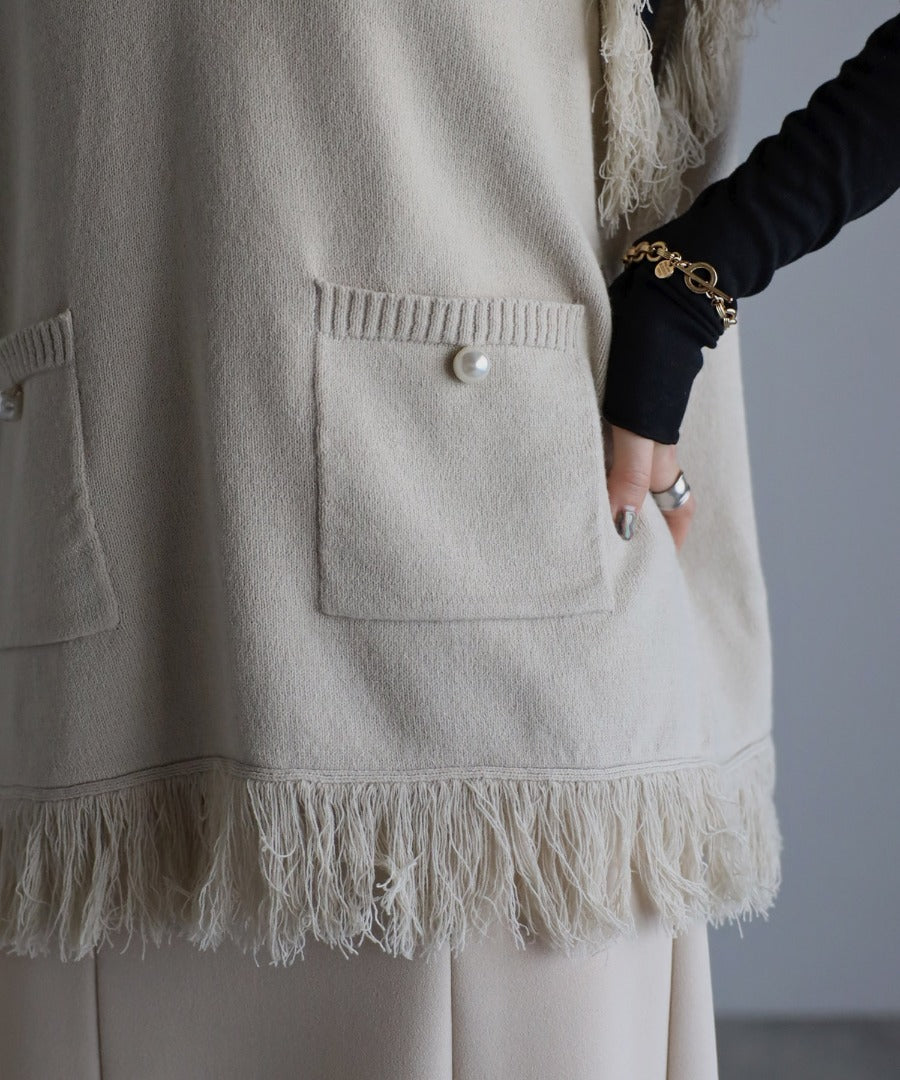 pearl pocket fringe vest