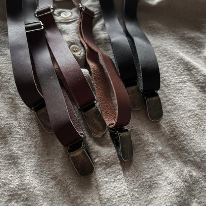 leather suspender / camel