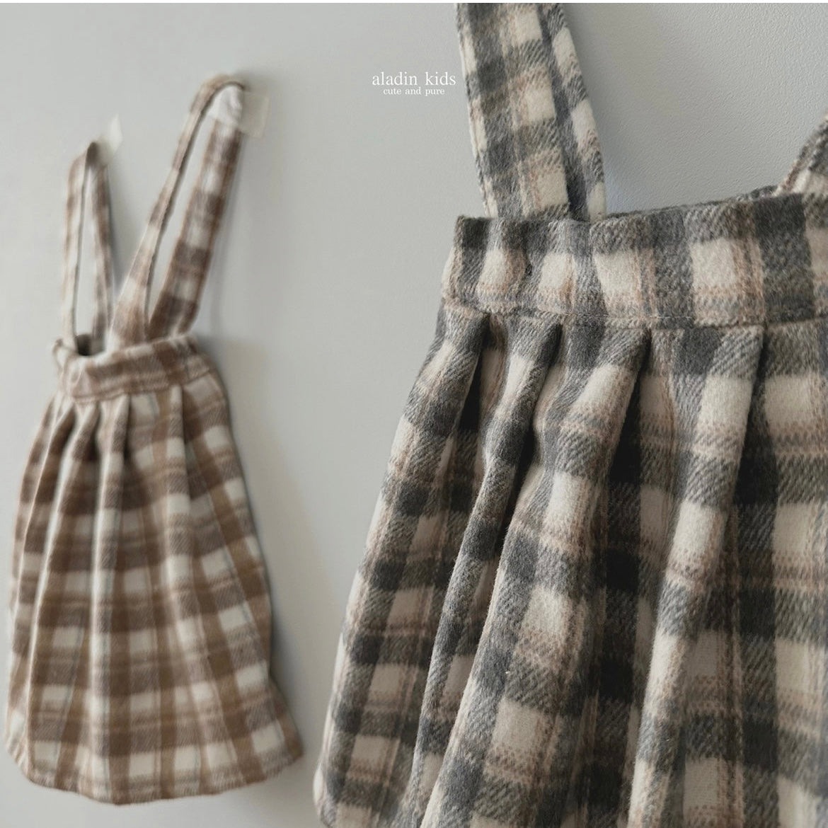 wool check skirt / beige