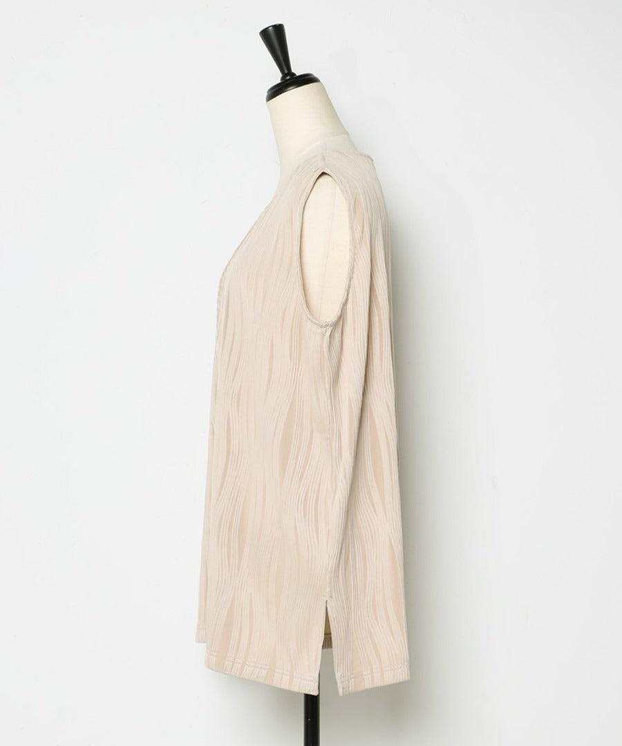 wavy pleats vest / beige