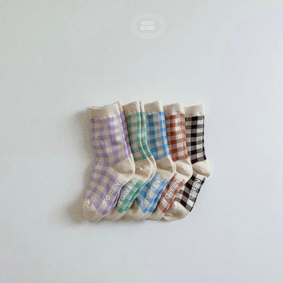 natural check socks 5p set [minirobe]
