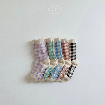 natural check socks 5p set [minirobe]